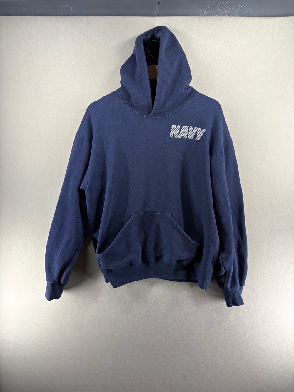 VTG 90s Soffe US Navy Military Pullover Hoodie Sweatshirt Blue Mens Medium USA